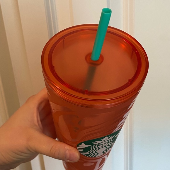 GORGEOUS RARE Orange Swirl Tumbler Starbucks 24oz - Picture 4 of 8